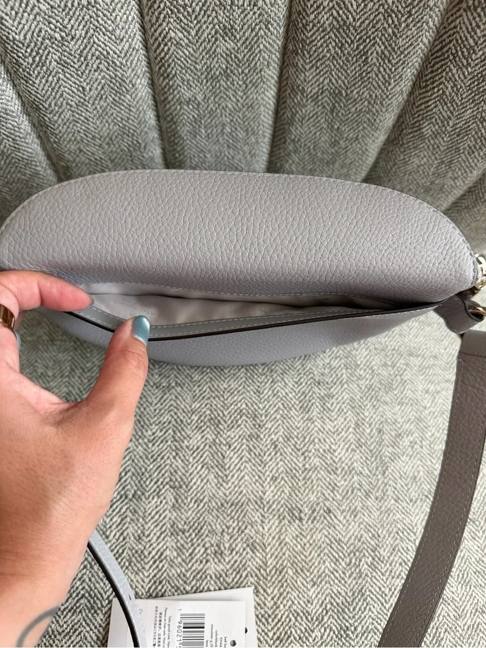 kate spade Two-Tone Gray & White Pebbled Leather Crossbody Belt Bag